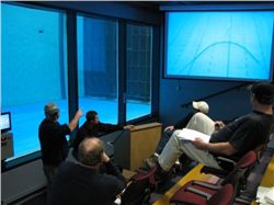 Testing the net in the flume tank