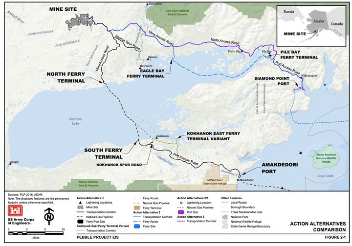 Map: Revised Pebble Export Route