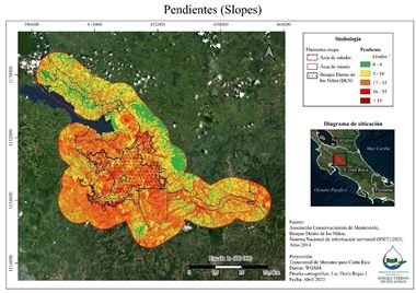 Fig. 5. Map showing slope angle, protected areas, and proposed corridors.